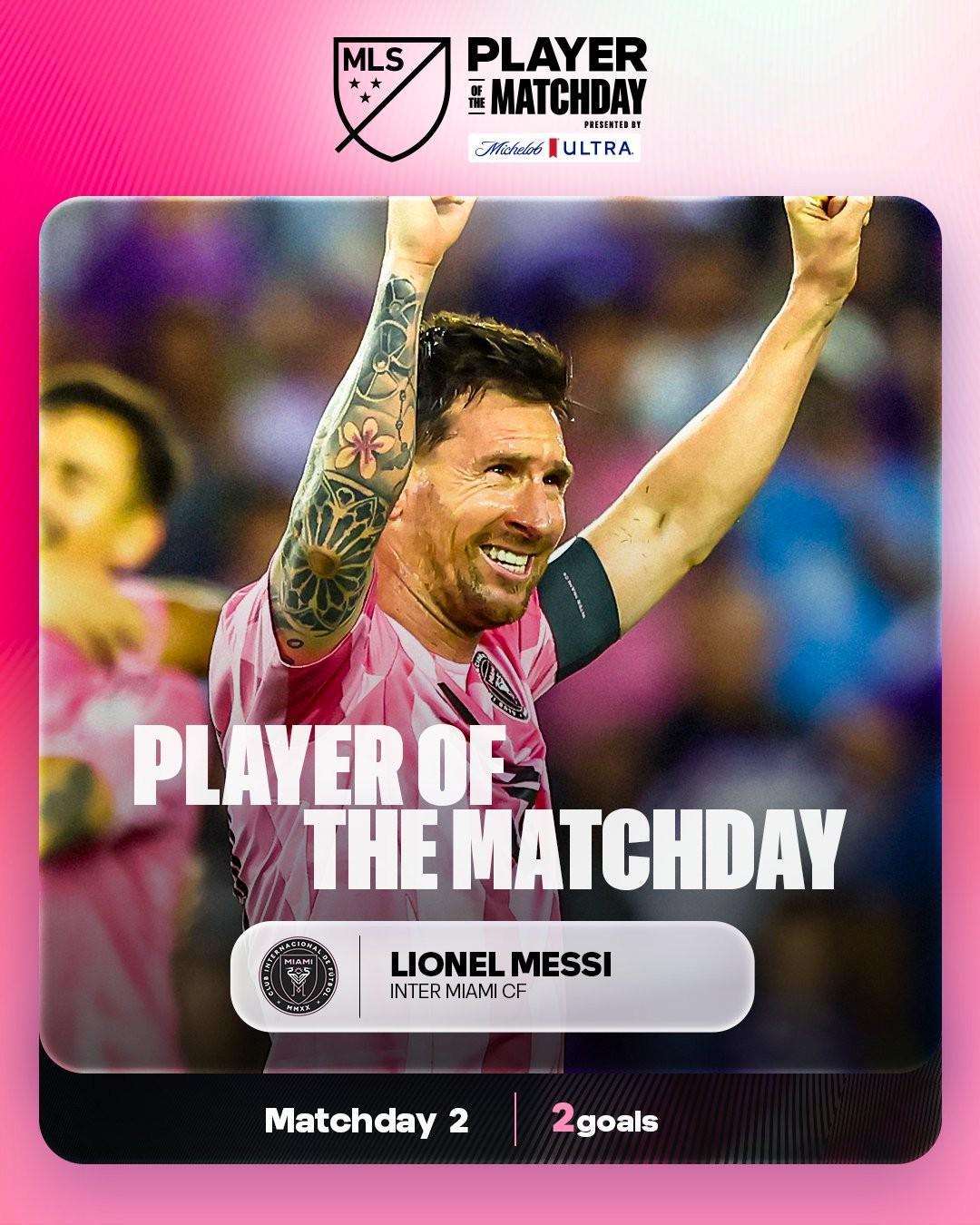 开云服务-梅西第13次获得美职联周最佳球员,距多诺万的纪录还差6次